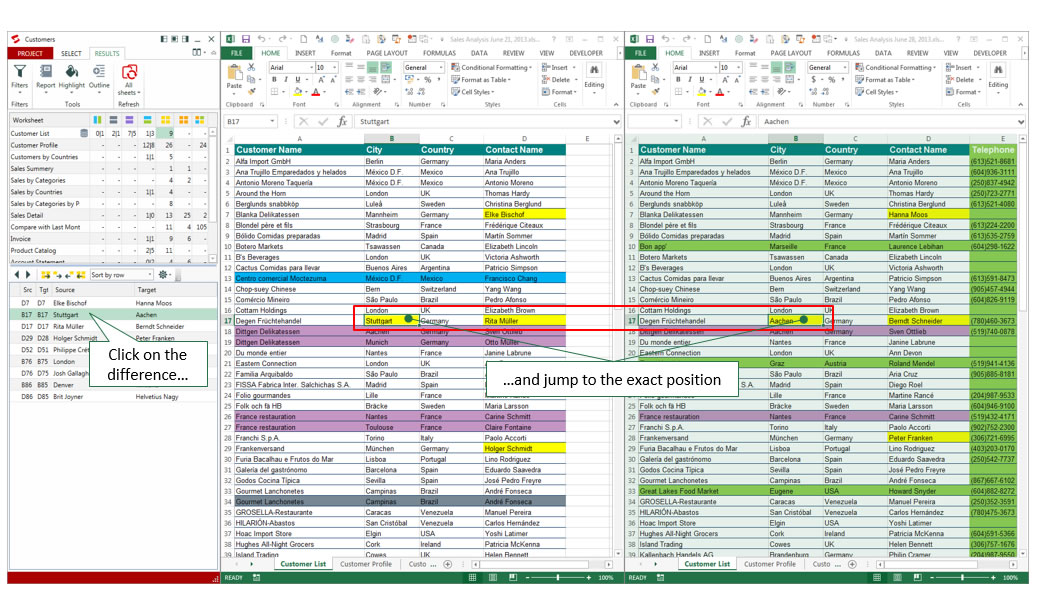 Synkronizer compares and merges Excel files/spreadsheets.